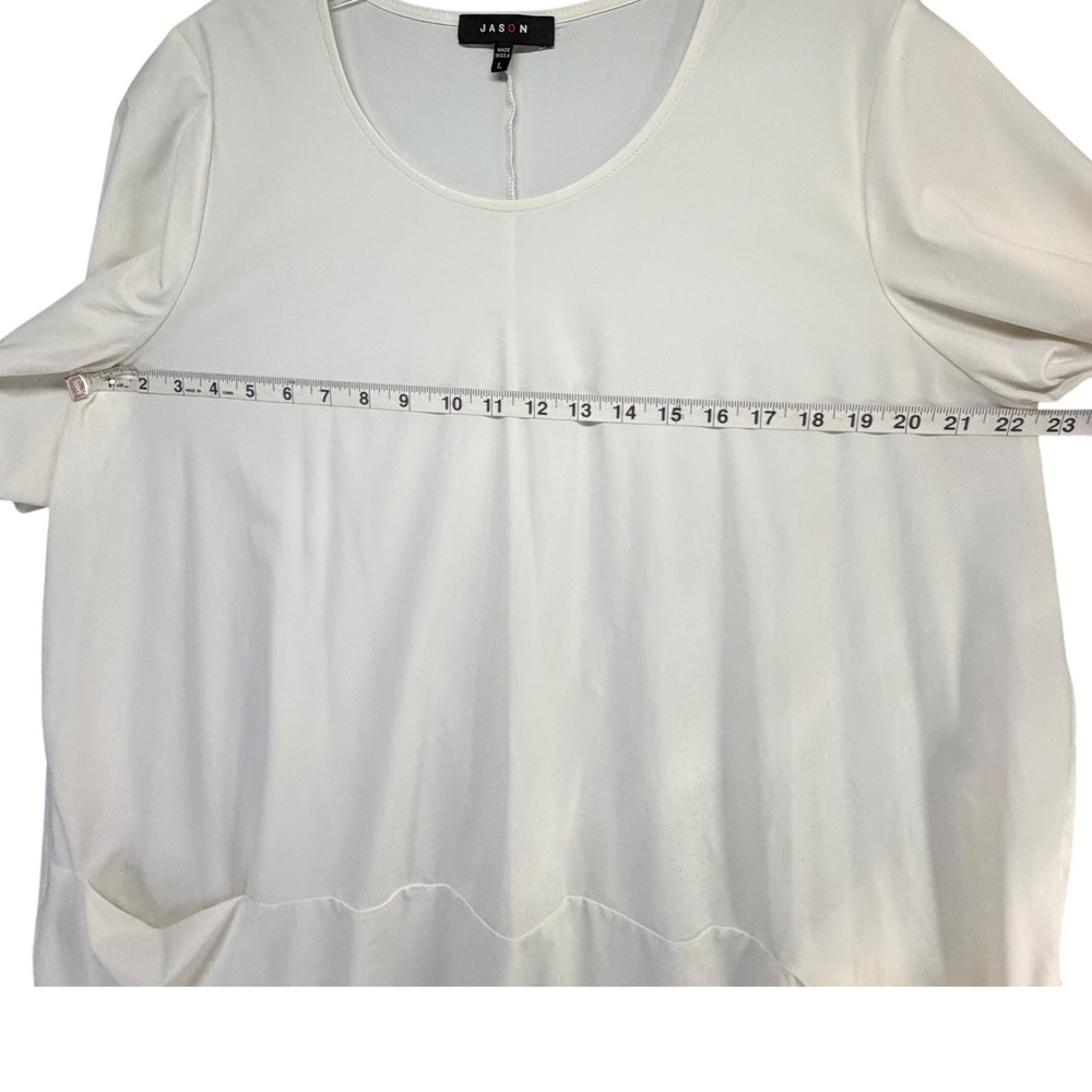 Jason by Comfy USA Lagenlook White Tunic L Oversized Pockets Cocoon Hem Lantern - Picture 5 of 11